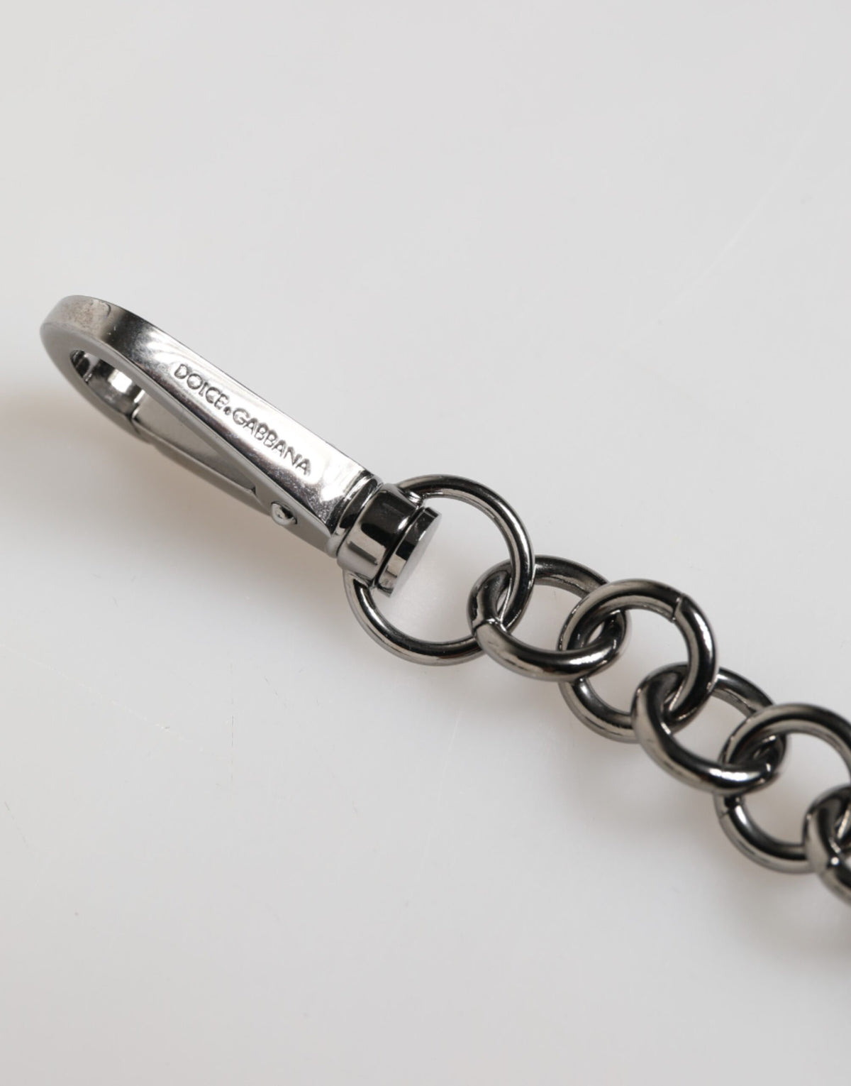 Blue Yellow DG Rubber Logo Silver Men Keychain Keyring
