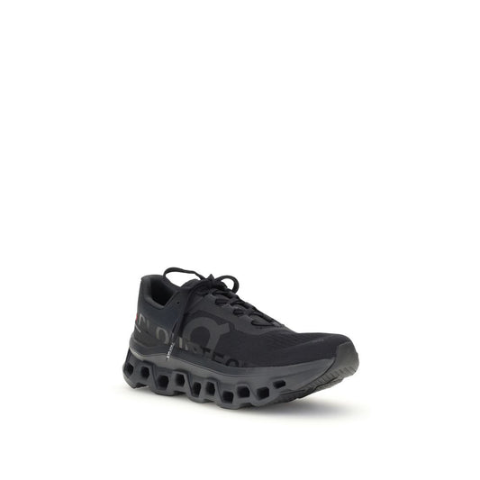 Black Polyester Athletic Sneakers