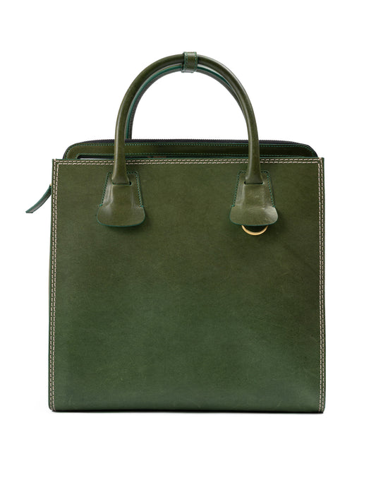 Green Leather Tote Bag