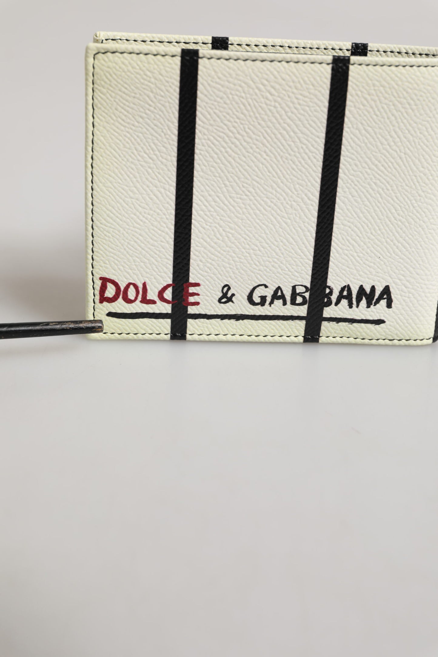 White Leather DG Crown Royals Bifold Card Holder Wallet