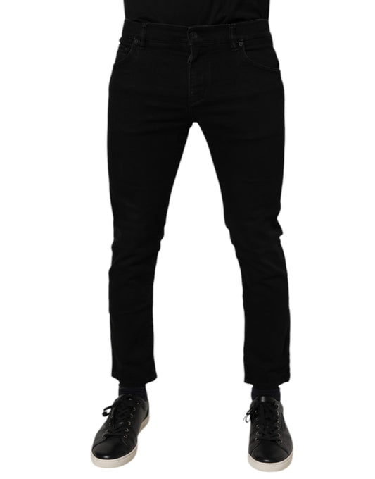 Black Cotton Skinny Jeans Men Trouser Pants
