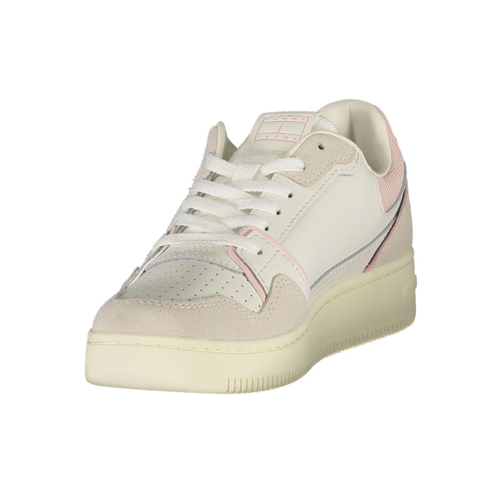 White Polyurethane Women Sneaker