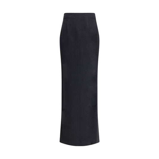 Black Fleece Wool Long Skirt