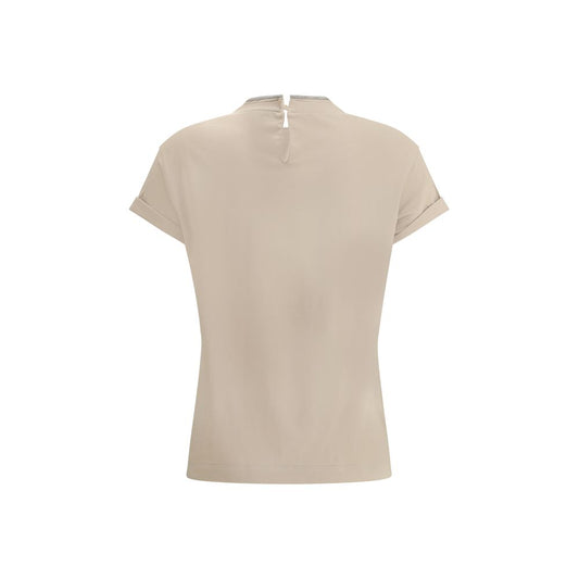 Beige Elastane T-Shirt