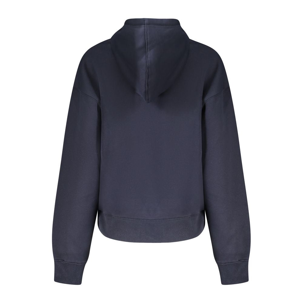 Blue Cotton Women Hoodie
