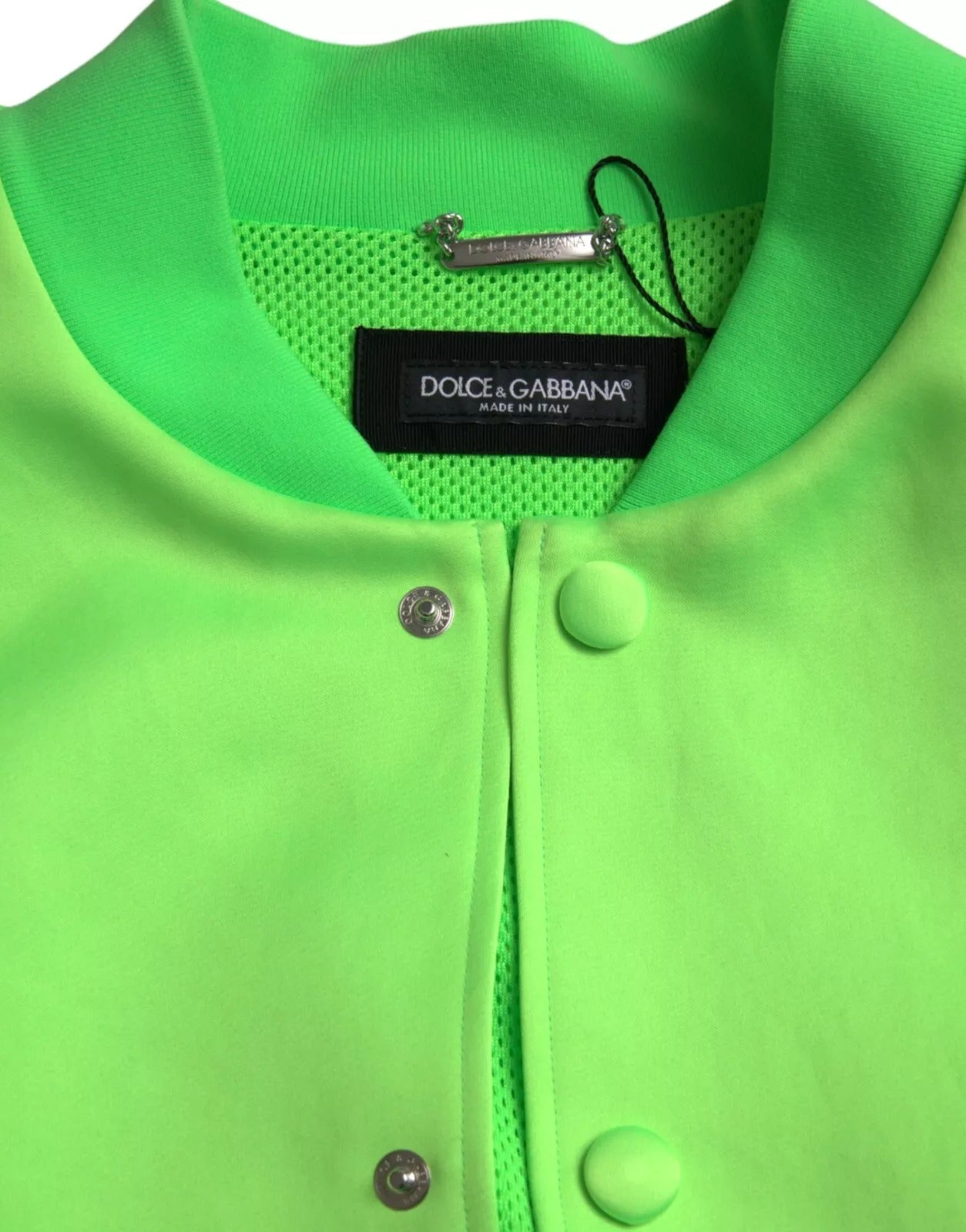 Neon Green Polyester Long Sleeves Men Bomber Jacket