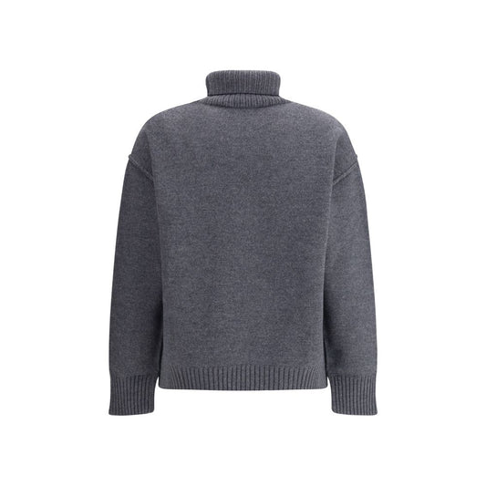 Gray Fleece Wool Turtleneck