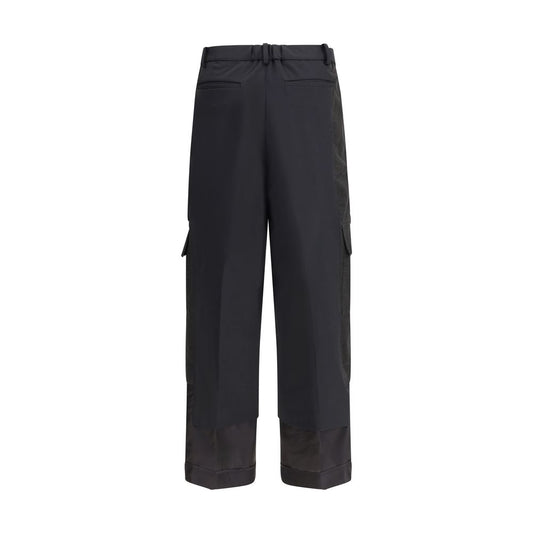 Black Polyester Cargo Pants