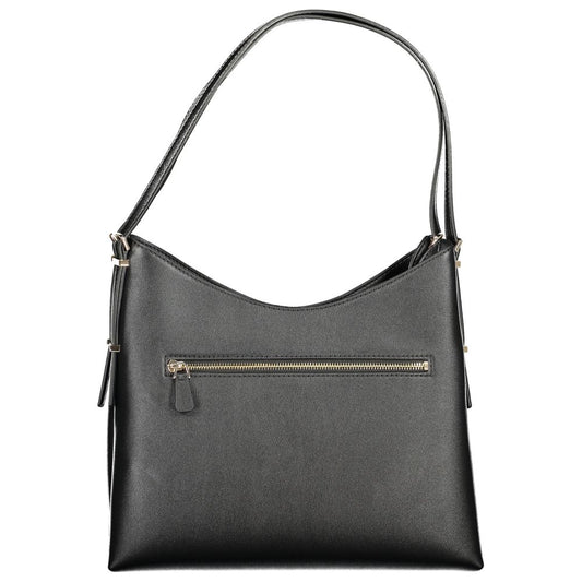 Black Polyurethane Women Handbag