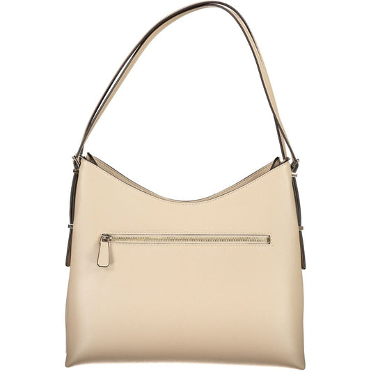 Beige Polyethylene Women Handbag