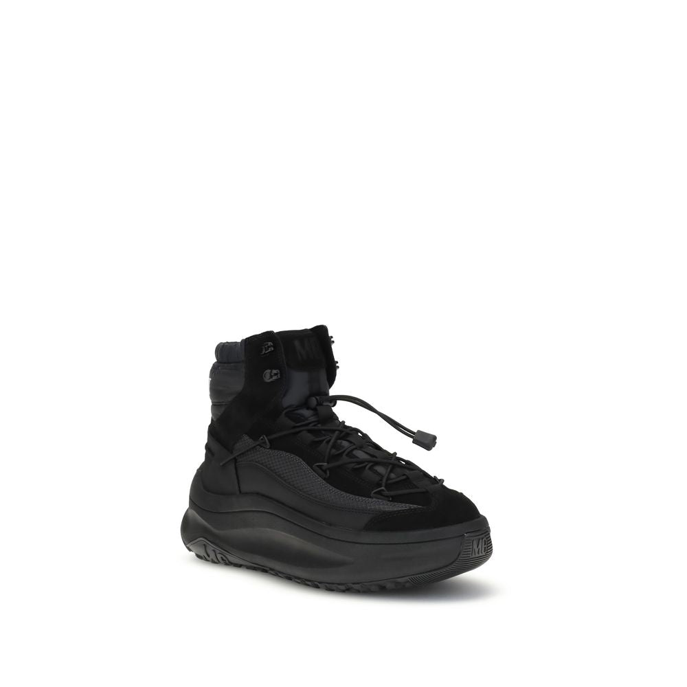Black Polyester Athletic Sneakers