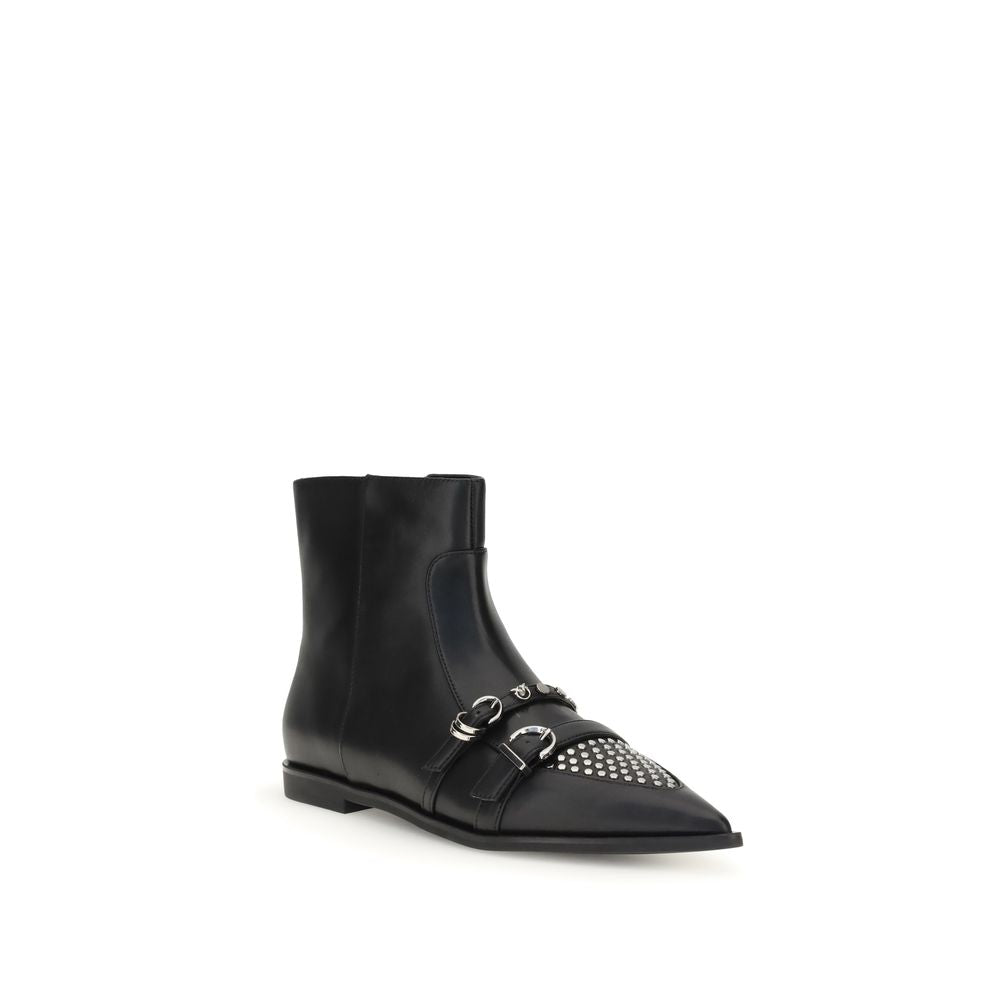 Black Calf Leather Bos Taurus Ankle Boots