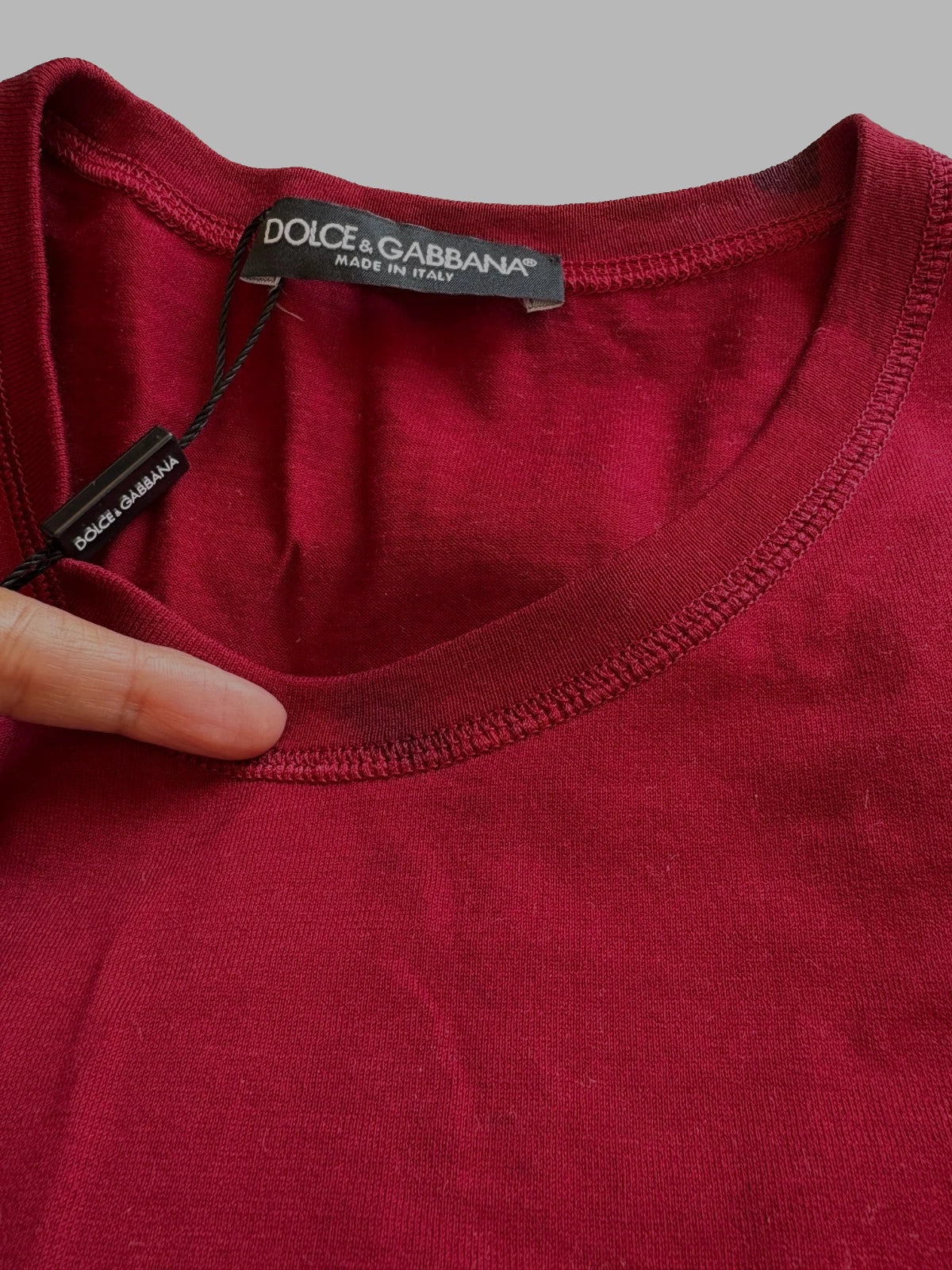 Red Logo Tape Cotton Crew Neck T-shirt