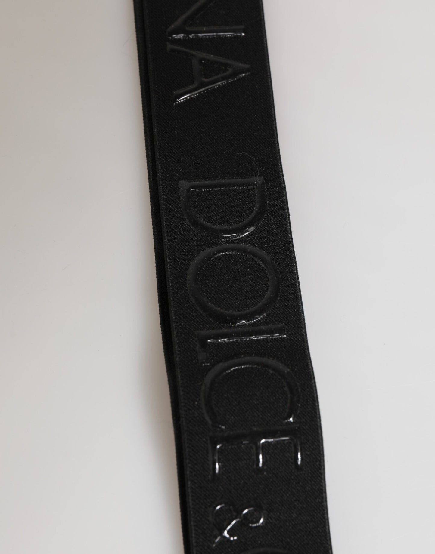 Black Polyester Stretch Rubberised DG Logo Men Keychain