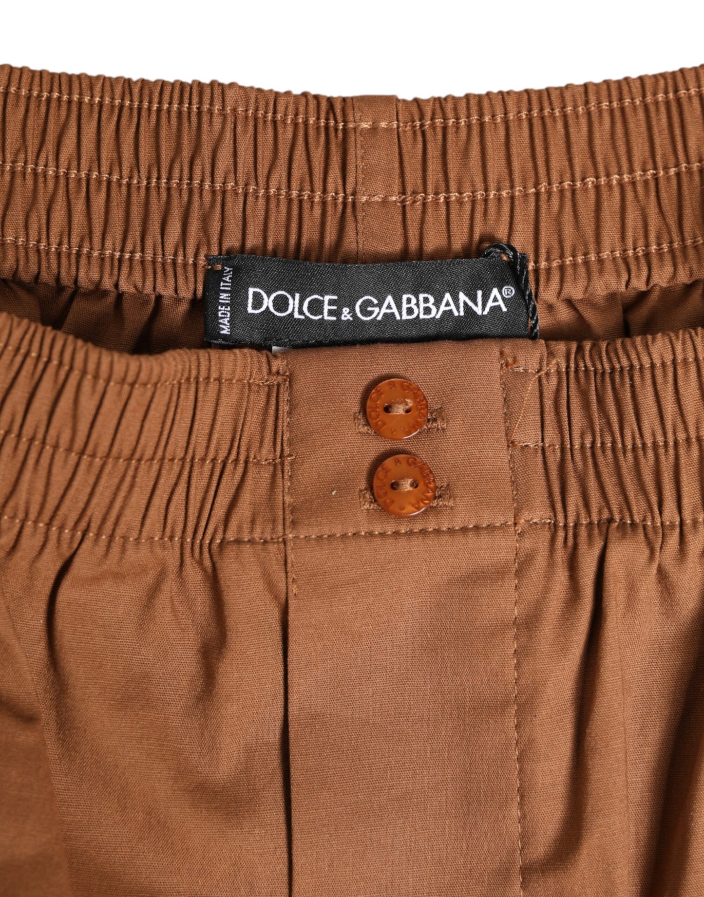 Brown Cotton Boxer Waistband Short Swimwear