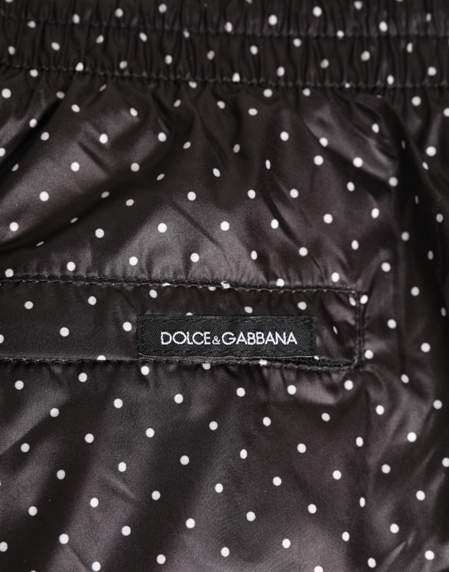 Black Polka Dot Polyester Men Shorts Swimwear