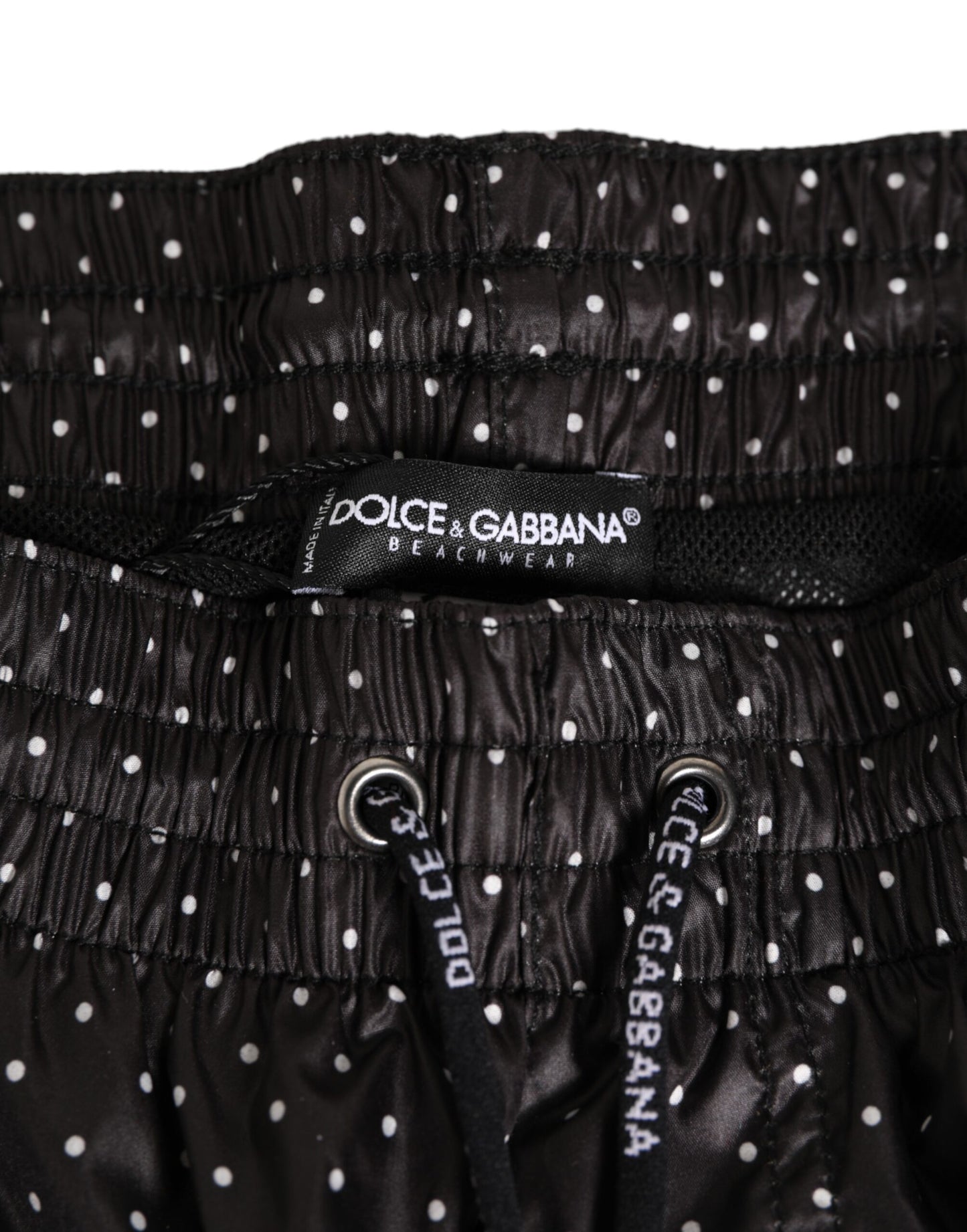 Black Polka Dot Polyester Men Shorts Swimwear