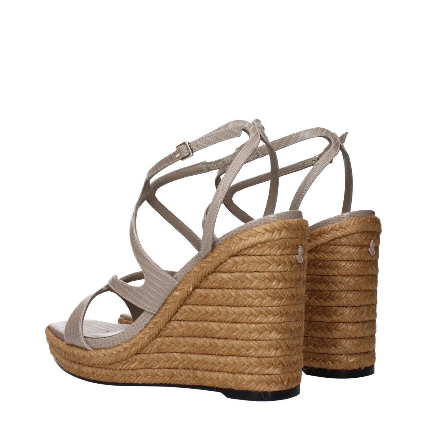 Gray Leather Wedges Sandals