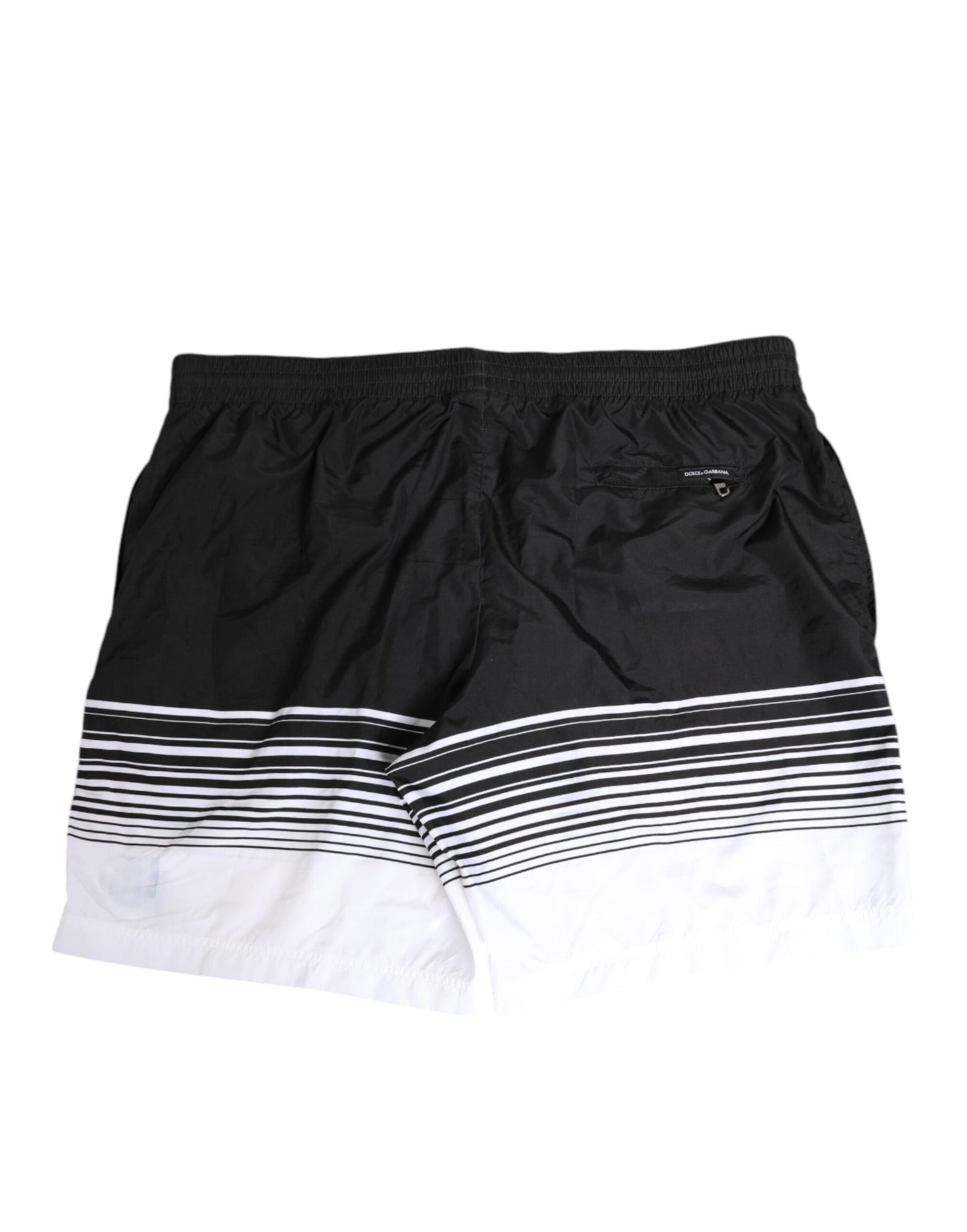Black White Striped DG Logo Men Short Swimwear