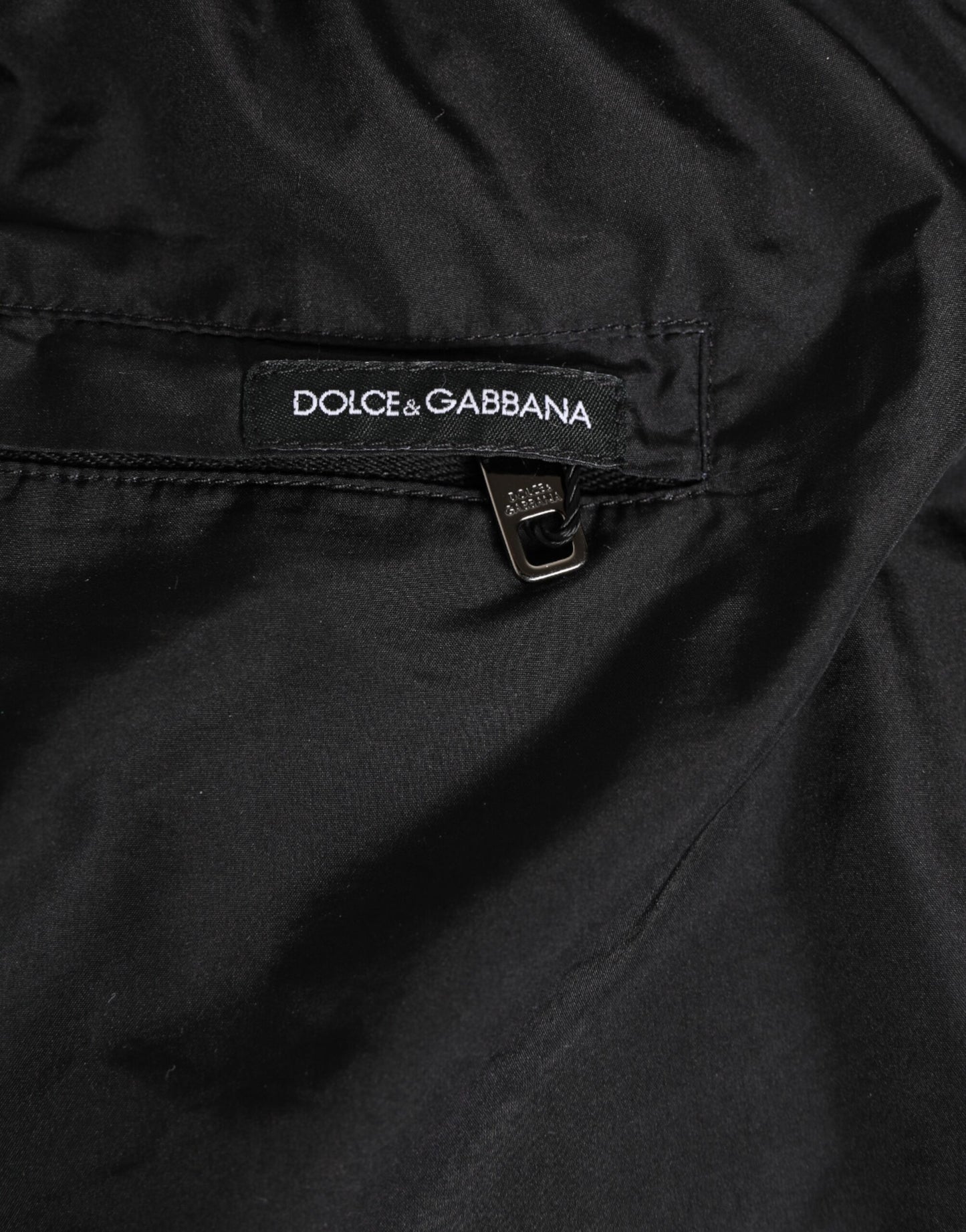 Black White Striped DG Logo Men Short Swimwear