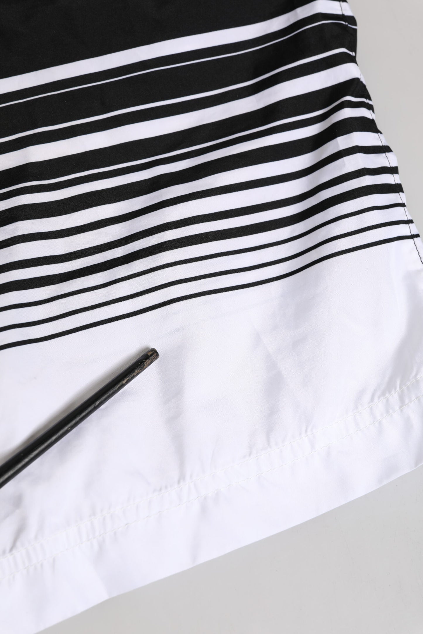 Black White Striped DG Logo Men Short Swimwear