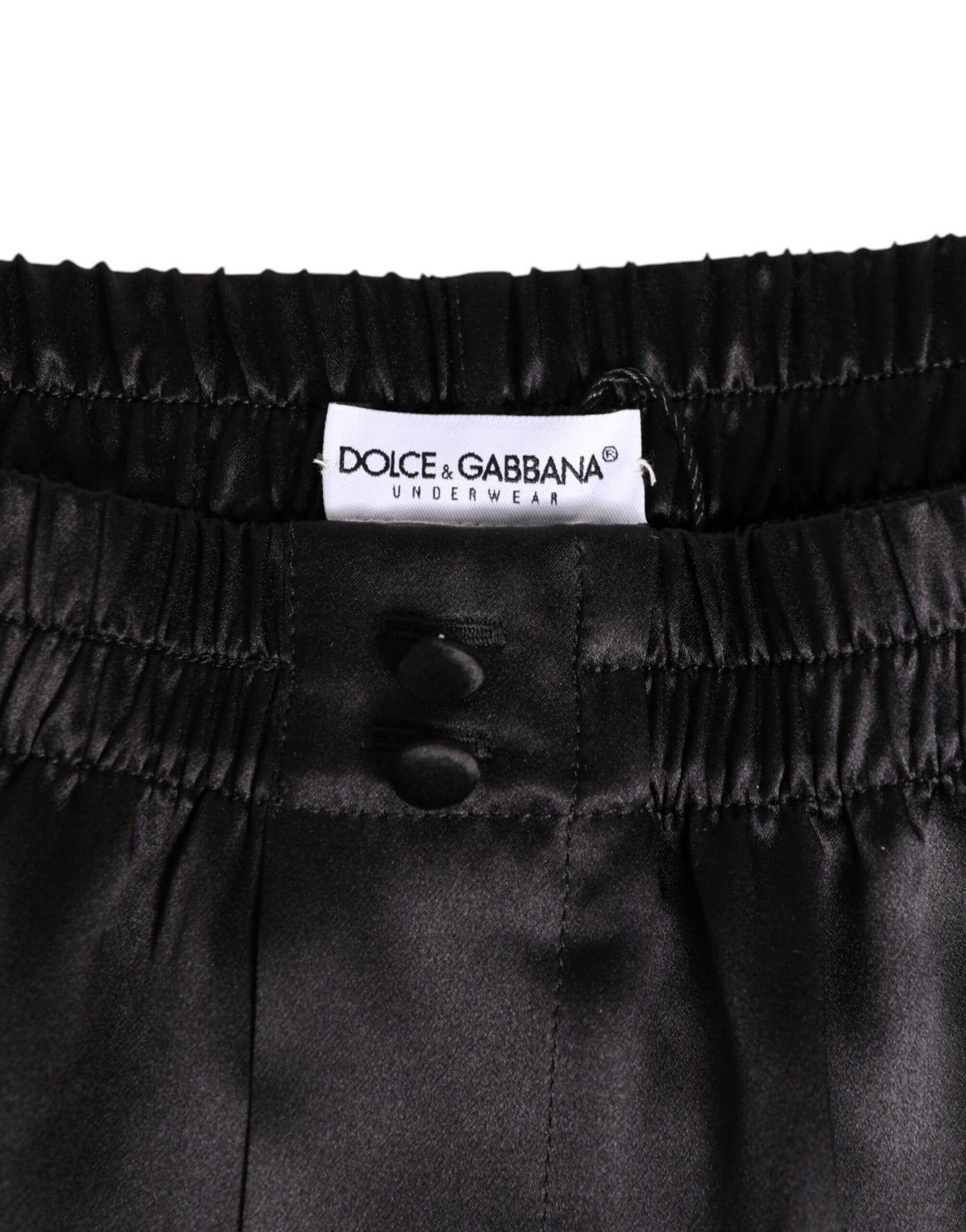 Black Silk Satin Elastic Men Boxer Short Swimwear