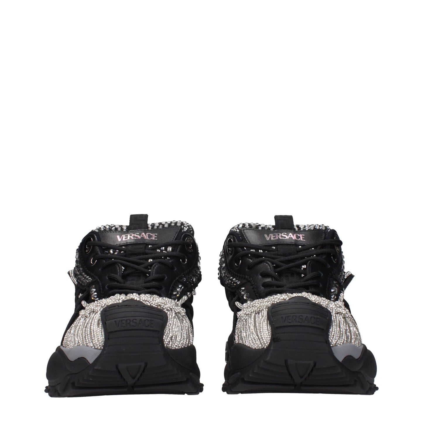 Black Fabric Chunky Sneakers