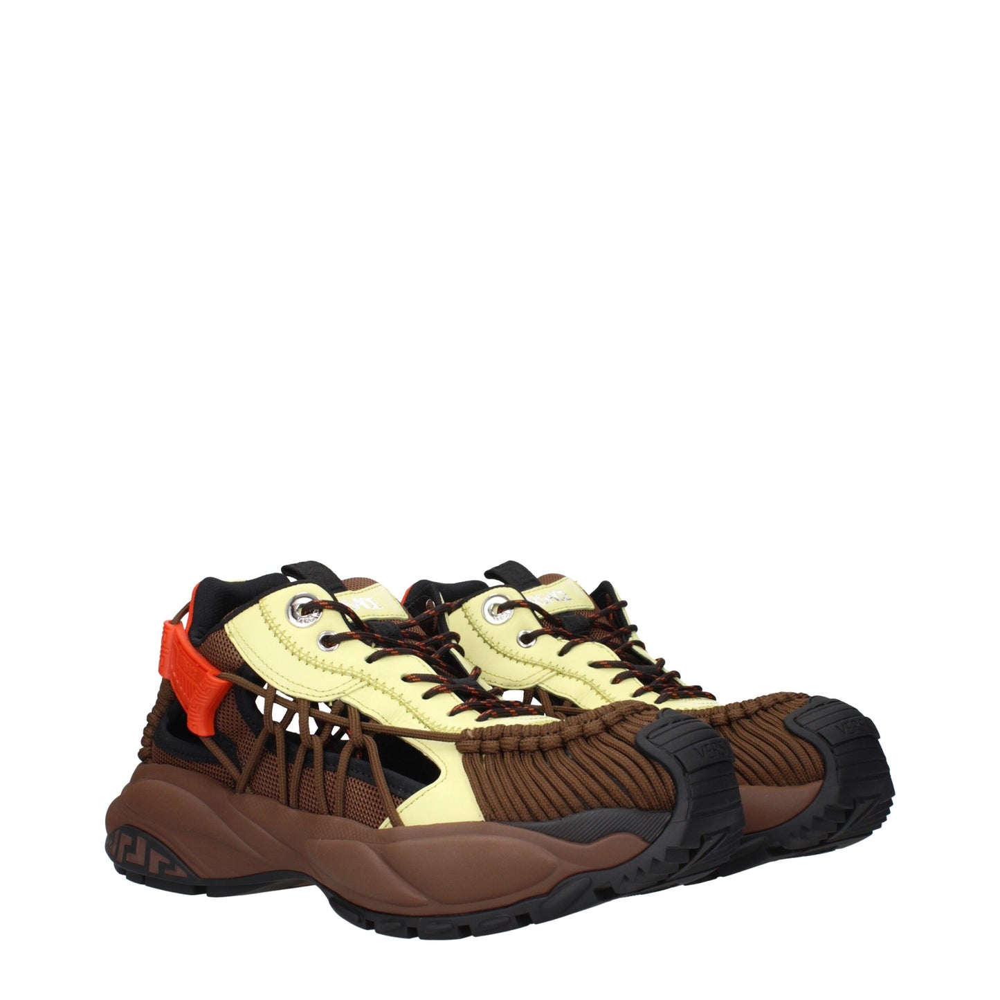 Brown Fabric Athletic Sneakers