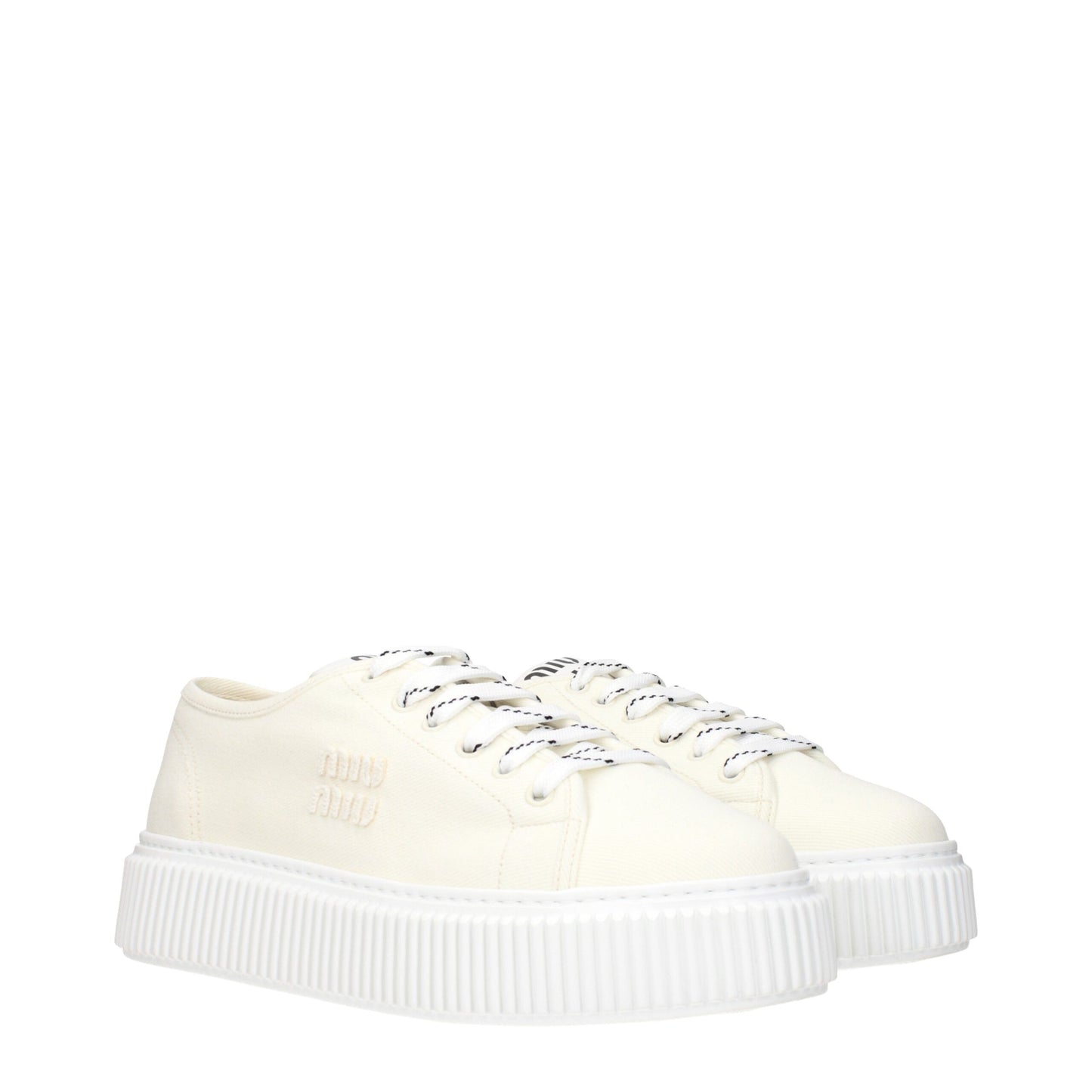 Beige Fabric Platform Sneakers