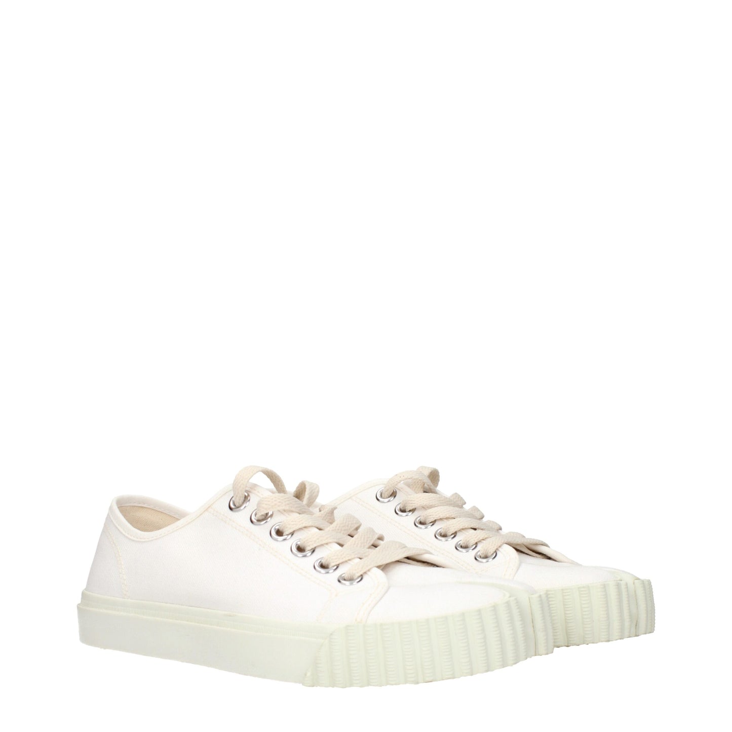 White Fabric Low Tops