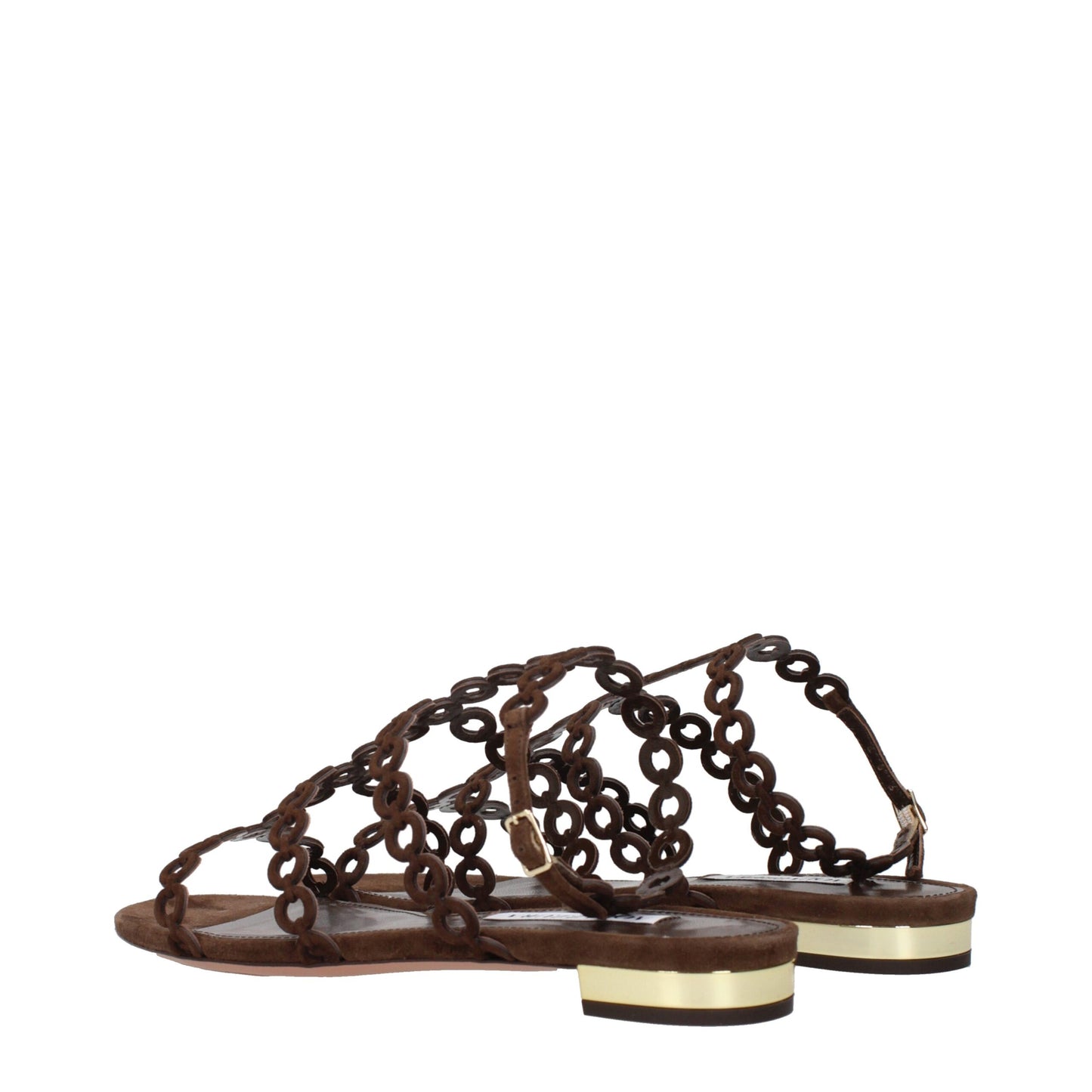Brown Leather Flat Sandals
