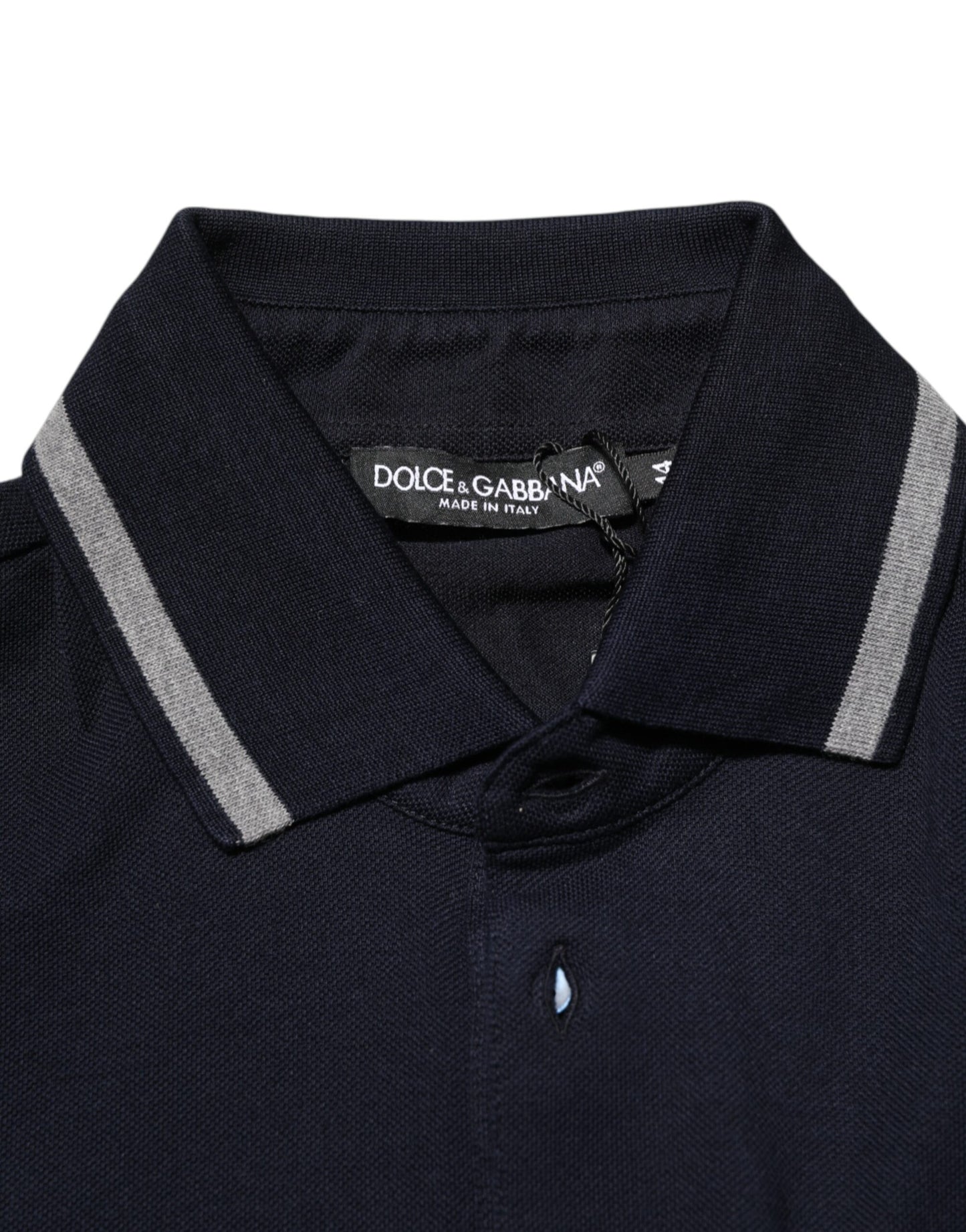Navy Blue Cotton Crown Crest Logo Men T-Shirt