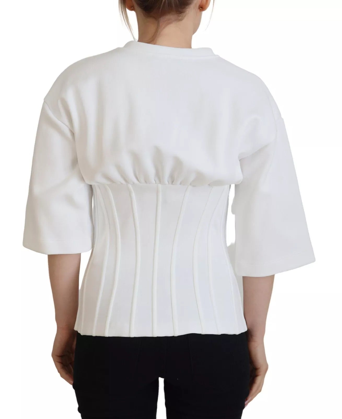 White Cotton Corset Stretch Top T-shirt