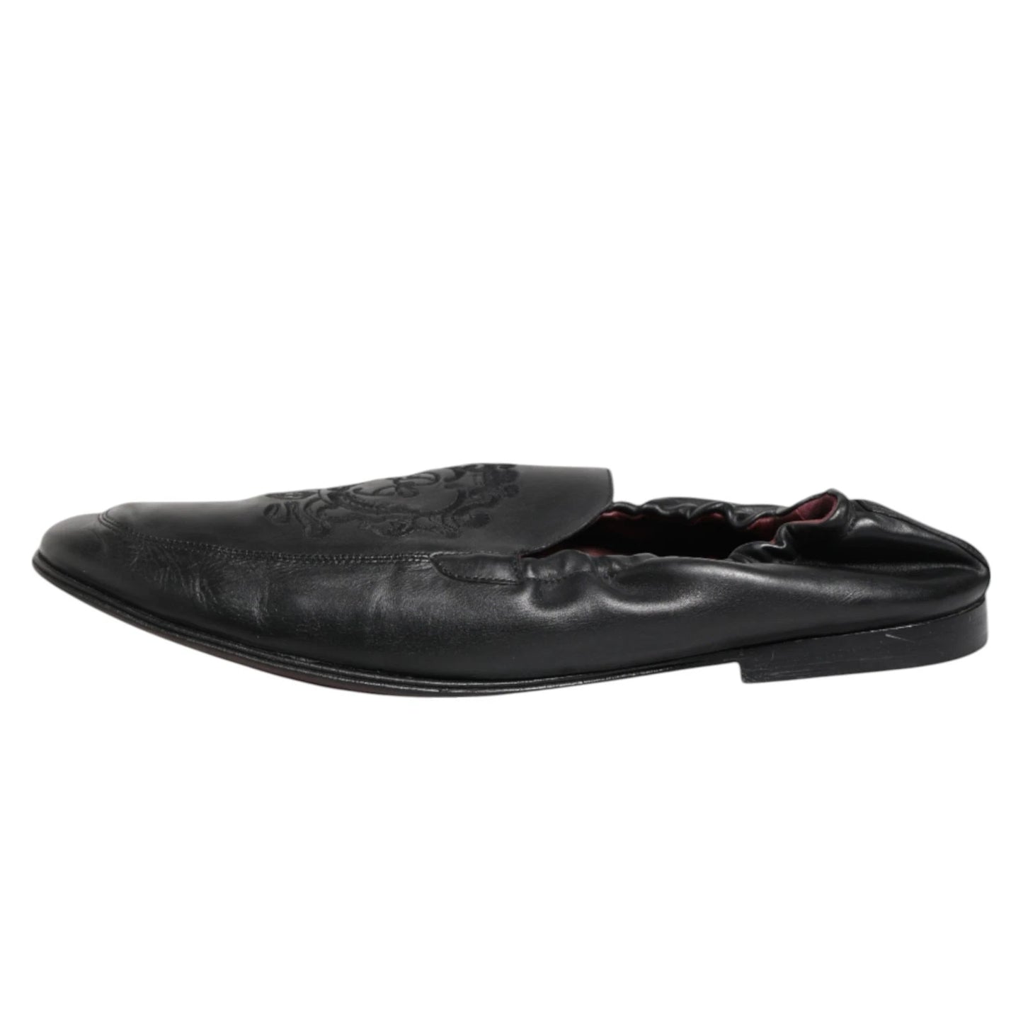 Black Leather Slip On Men Flat Loafers Shoes