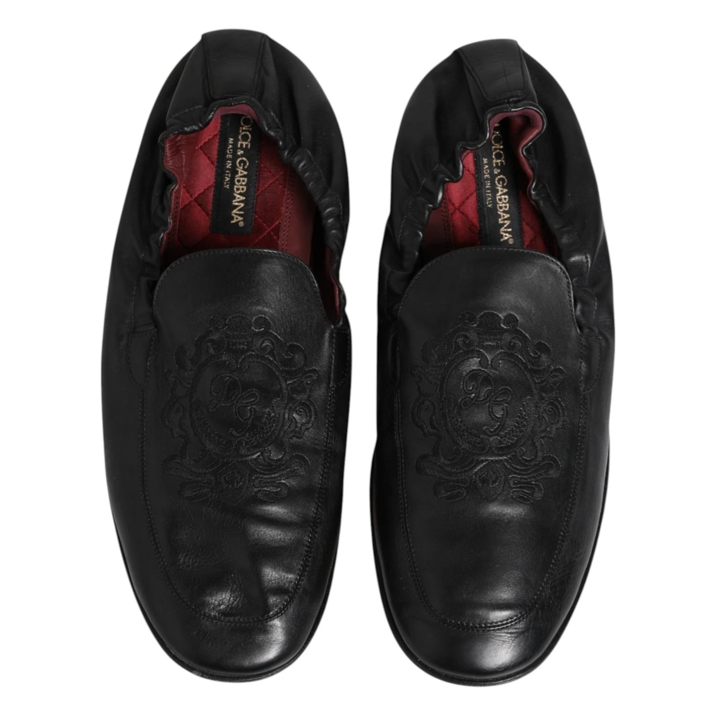 Black Leather Slip On Men Flat Loafers Shoes