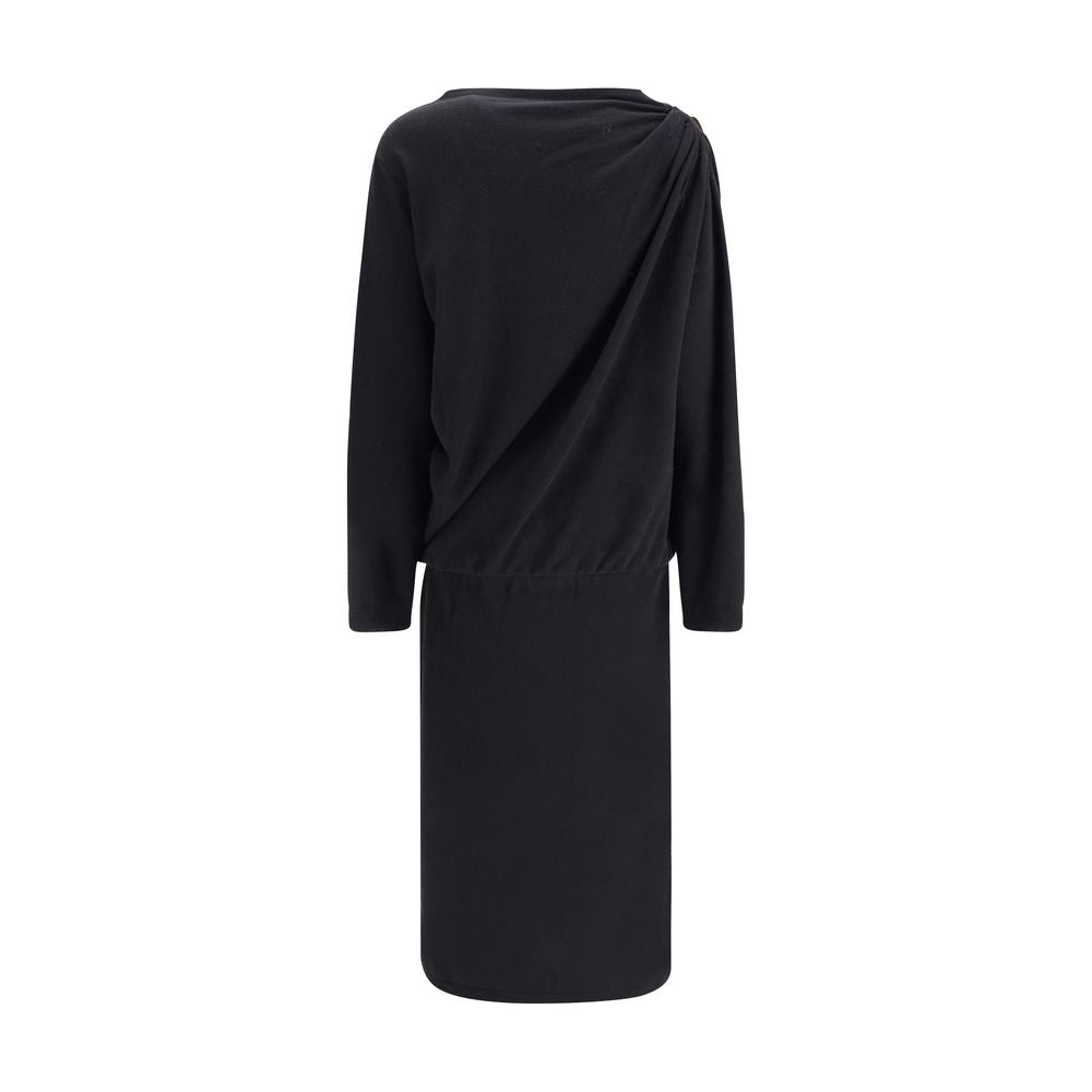 Black Fleece Wool Casual Dress