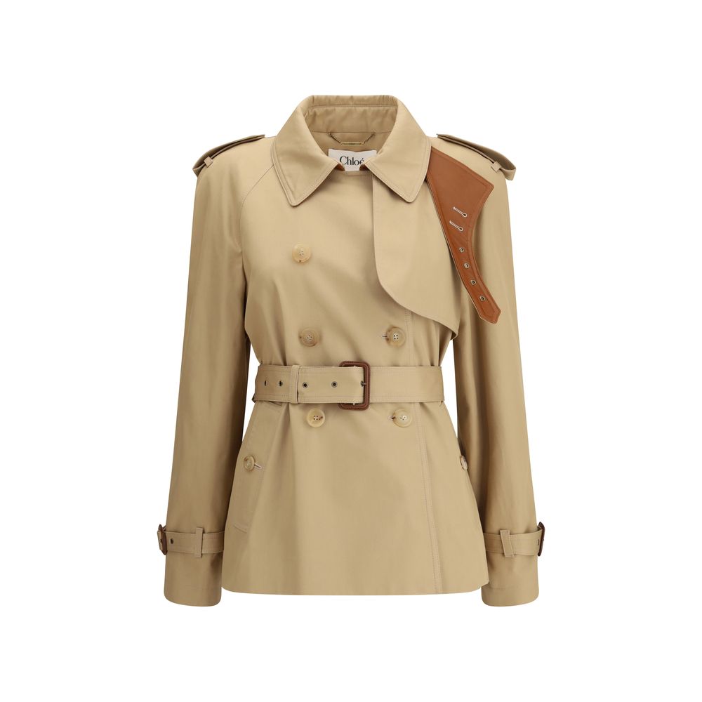 Short cotton gabardine Trench Coat