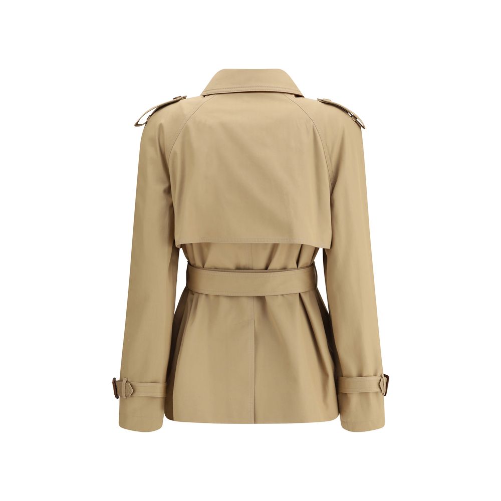 Short cotton gabardine Trench Coat