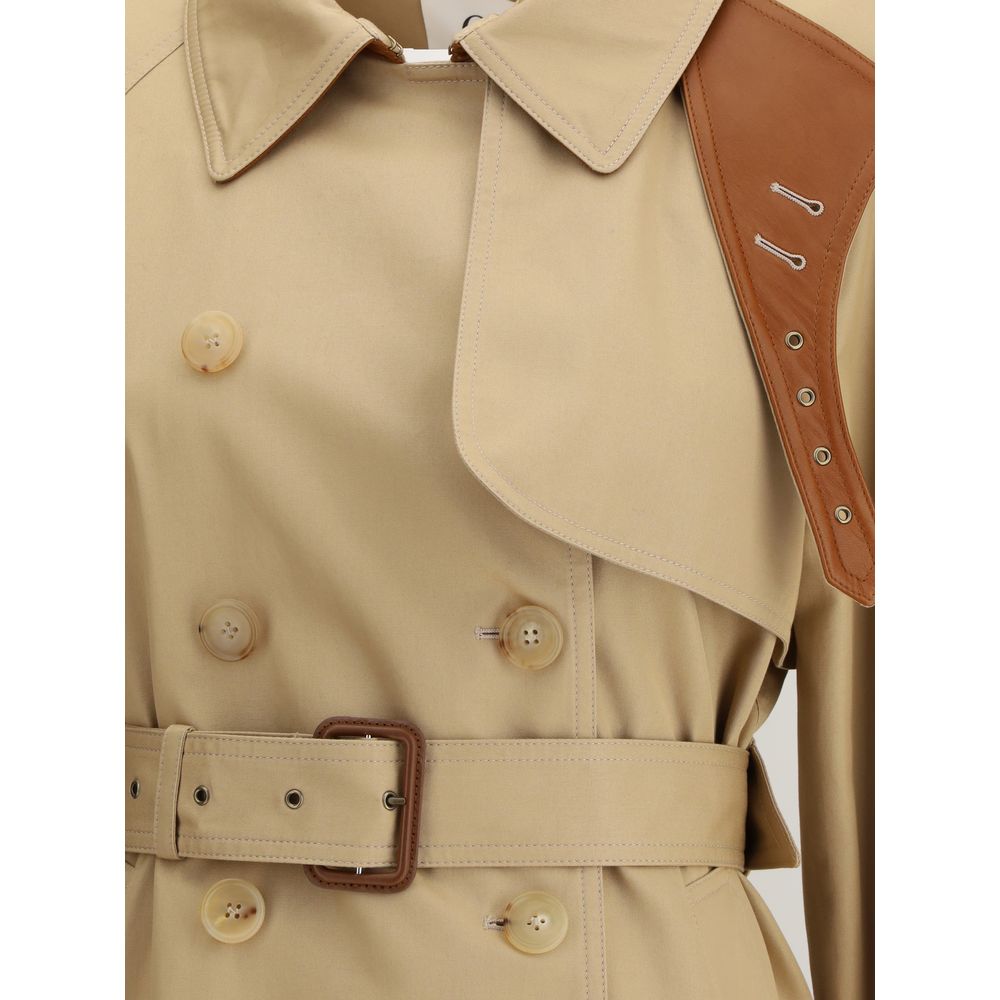 Short cotton gabardine Trench Coat