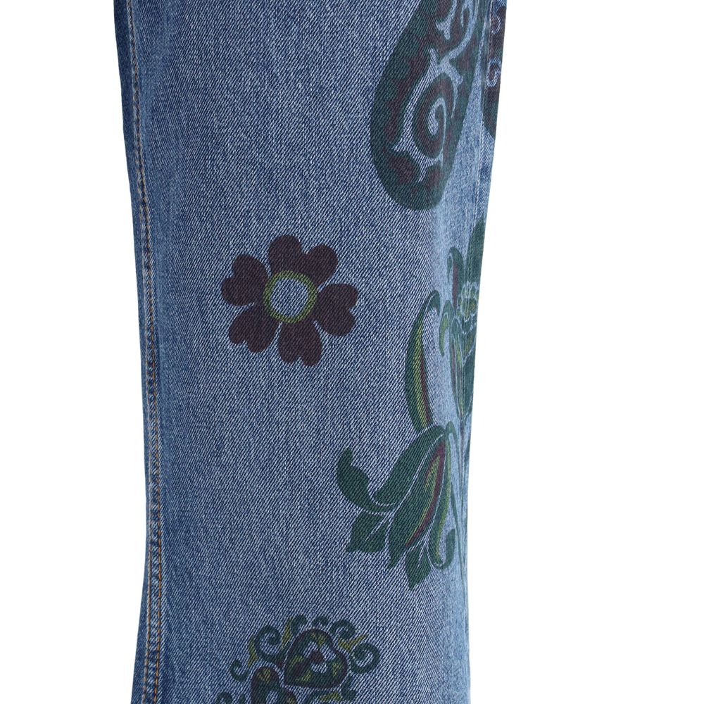 Flower and bee print flare Jeans