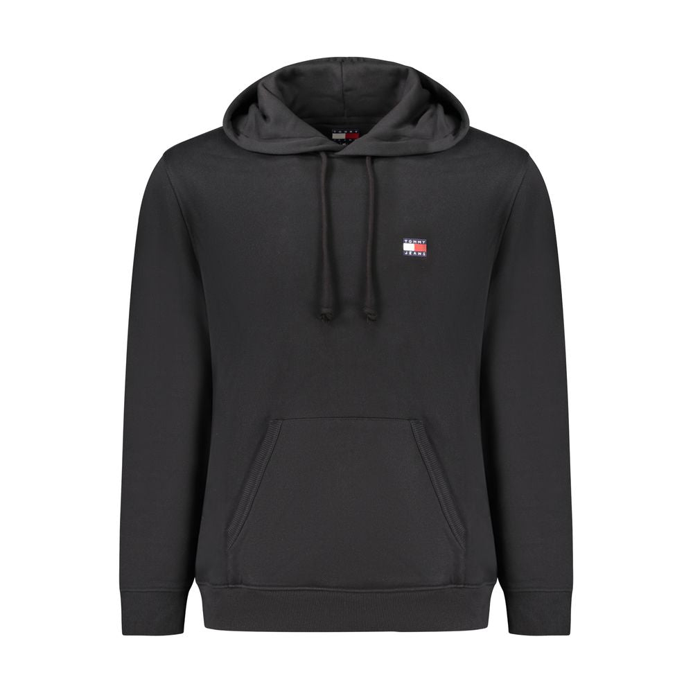 "Black Cotton Men Sweater with Central Pocket"