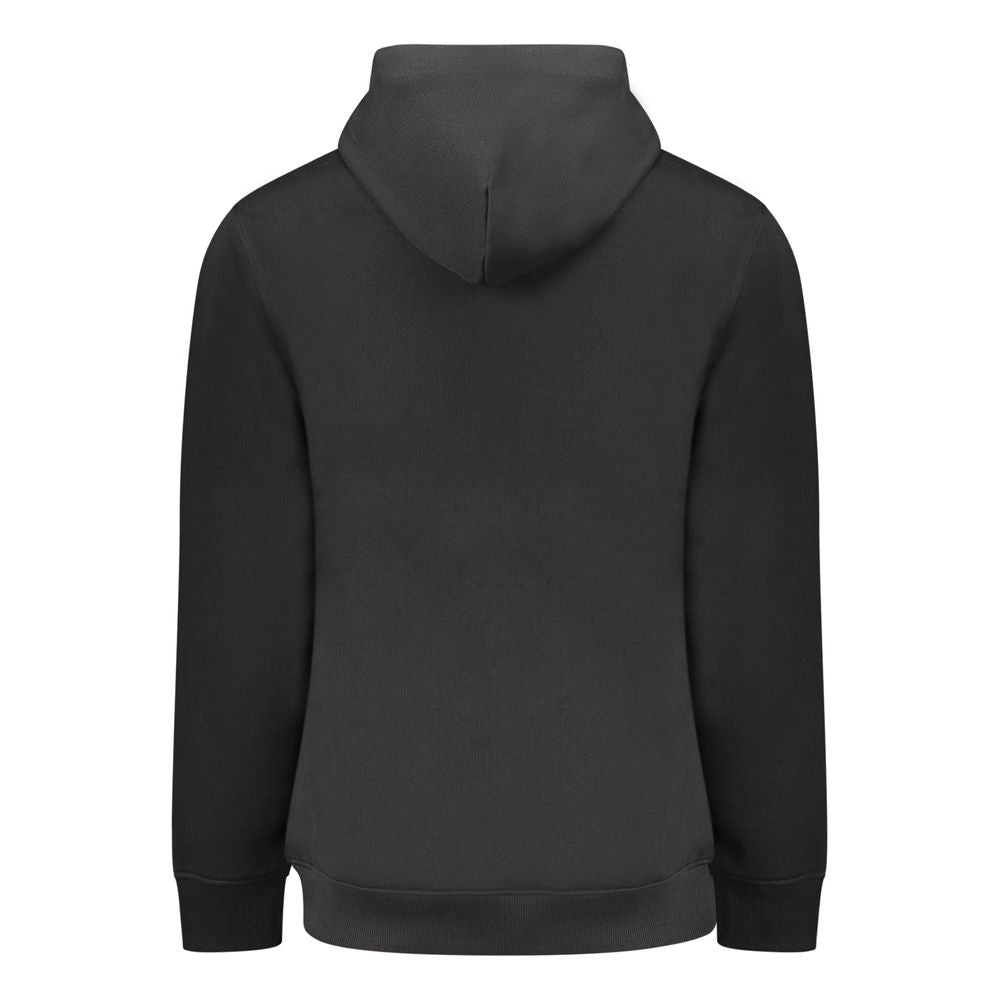 "Black Cotton Men Sweater with Central Pocket"