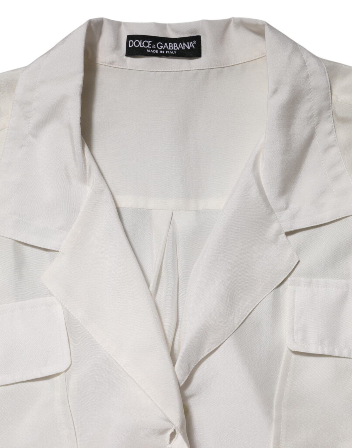 White Silk Collared 3/4 Sleeves Blouse Top