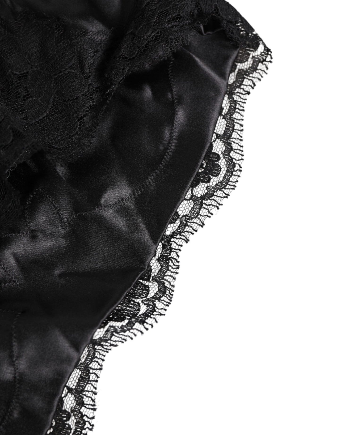 Black Silk Satin Lace Trim Panty Underwear