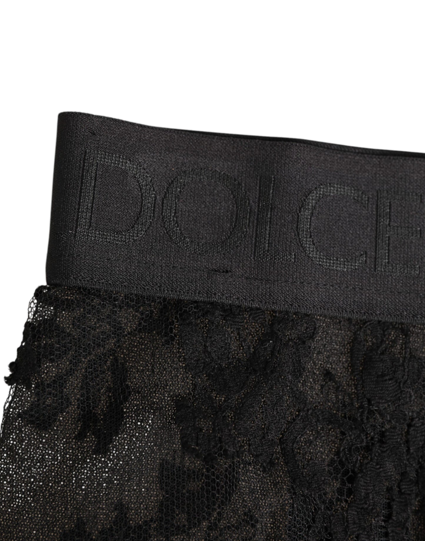 High Waist Briefs Black Floral Lace Underwear