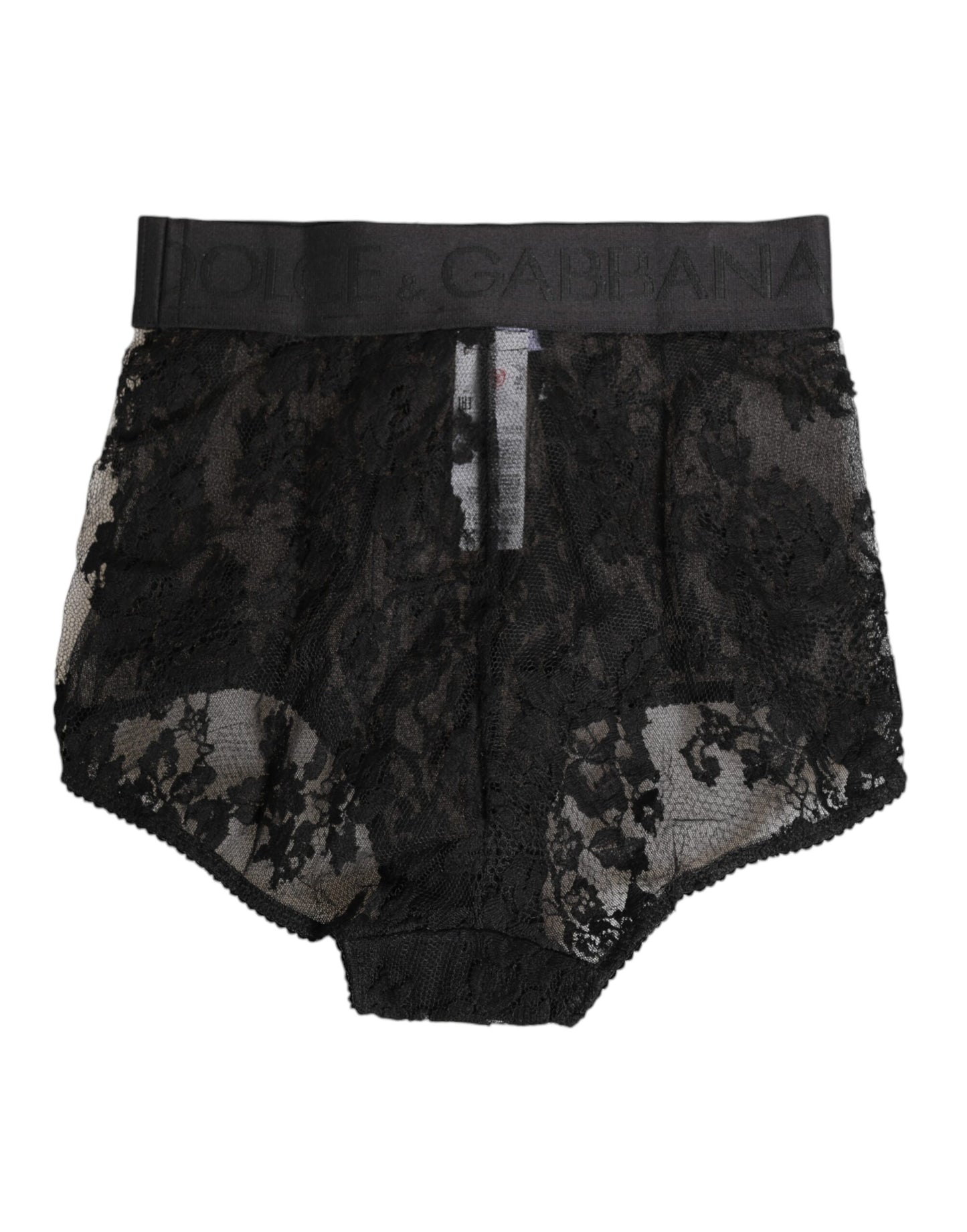 High Waist Briefs Black Floral Lace Underwear