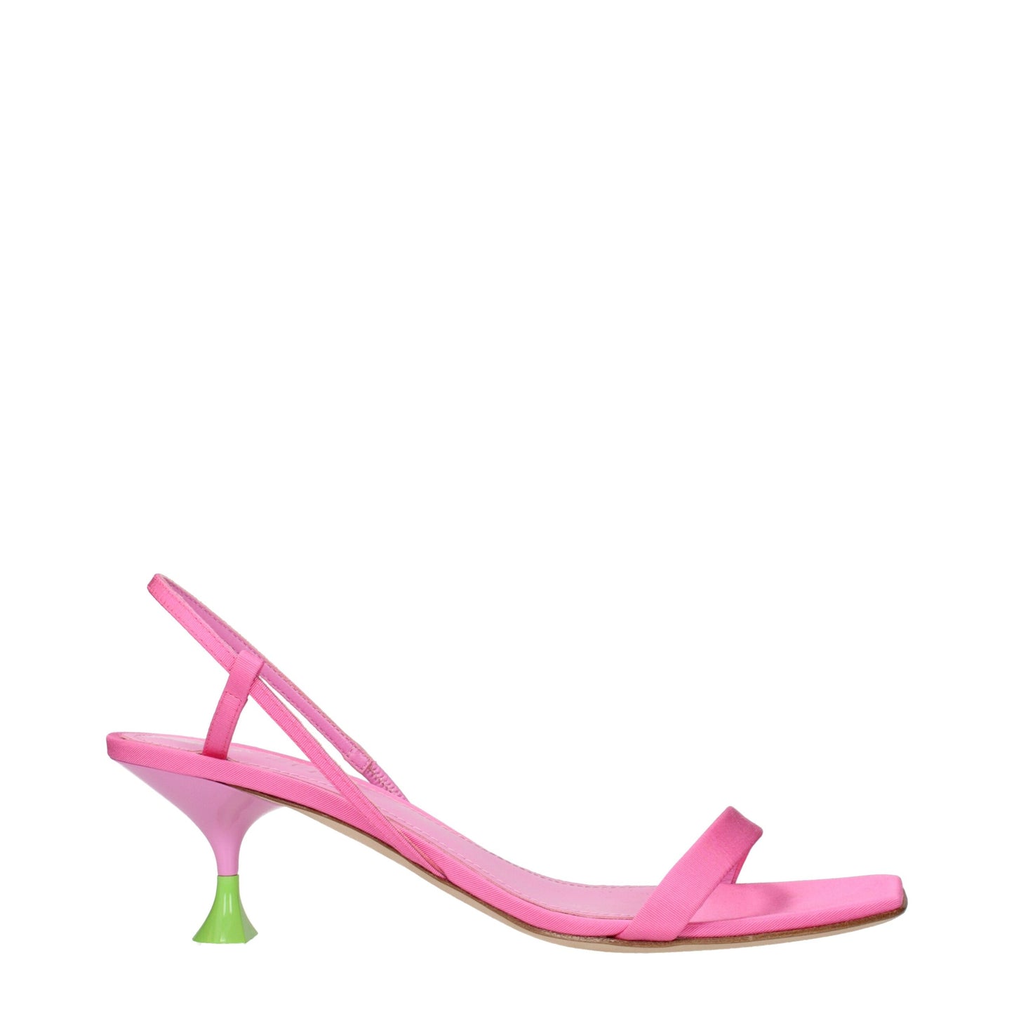 Pink Fabric Stiletto Heels Sandals
