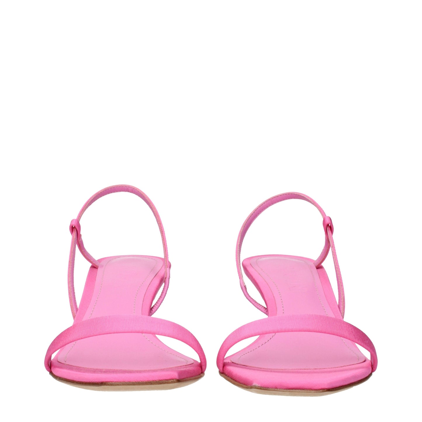 Pink Fabric Stiletto Heels Sandals