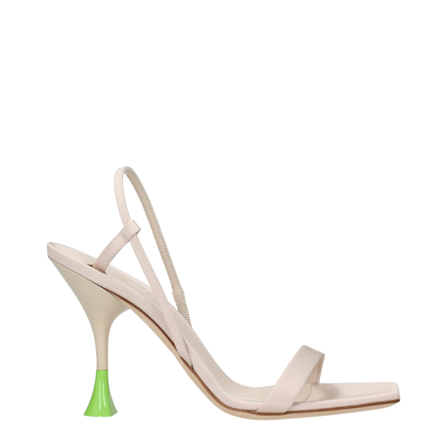 Beige Fabric Stiletto Heels Sandals