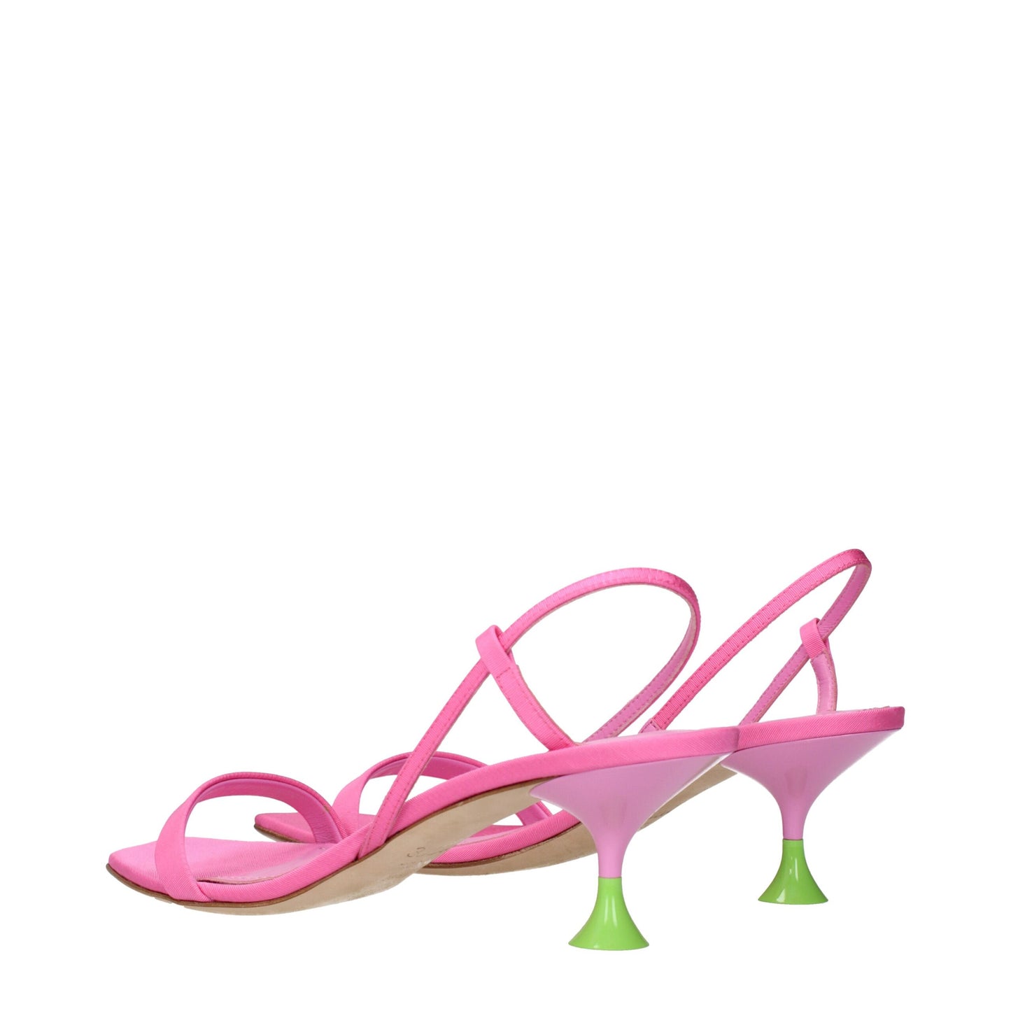 Pink Fabric Stiletto Heels Sandals